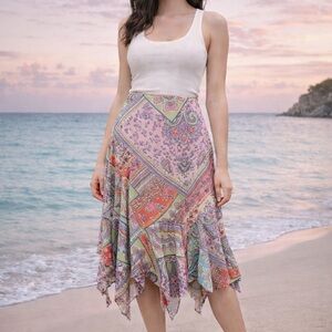 American Living Asymmetrical Patchwork Skirt - Multicolor